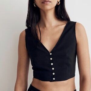 NWT Madewell Softdrape Gwen Crop Vest Top in Black, Sz 4